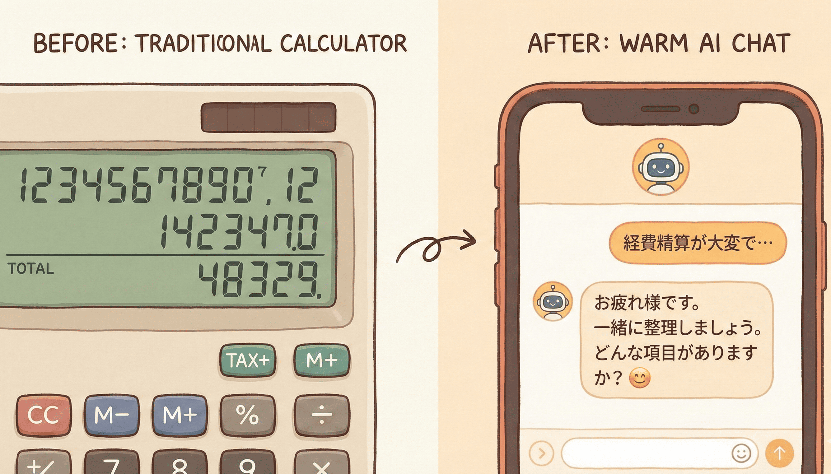 計算機とチャット画面の比較